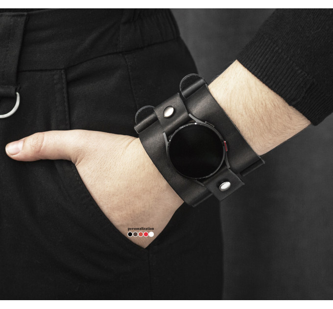 Leather cuff band compatible with Samsung and other Smart watches strap, Handmade UA code 2160